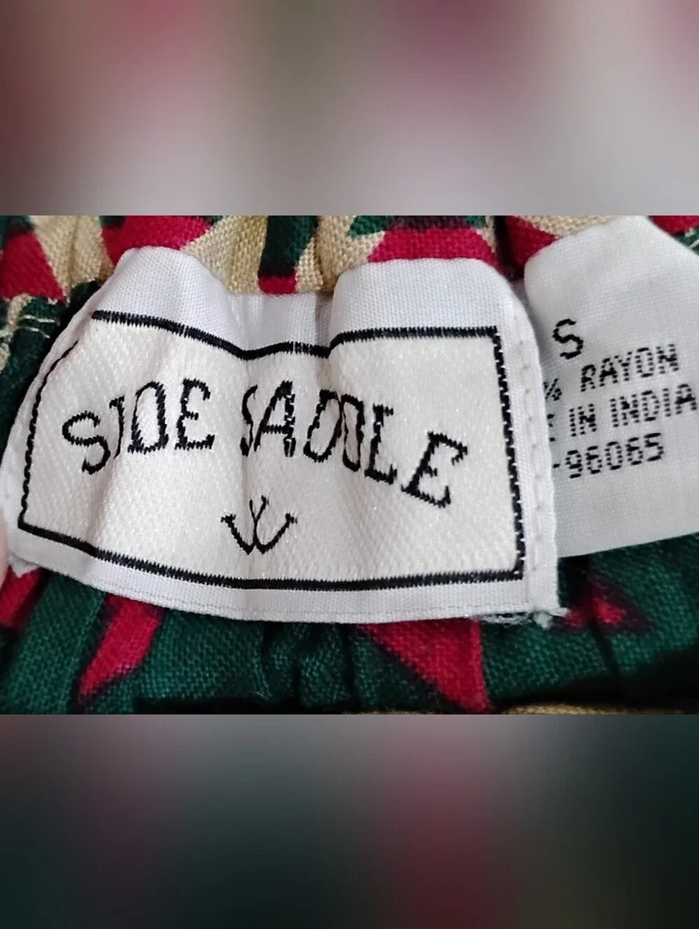 GREEN AND RED SIDE SADDLE MAXI SKIRT